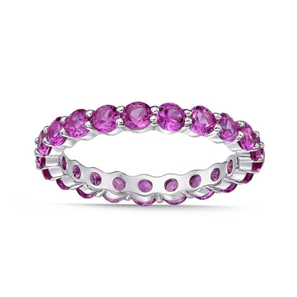 3.0mm Lab-Created Pink Sapphire Eternity Band in Sterling Silver