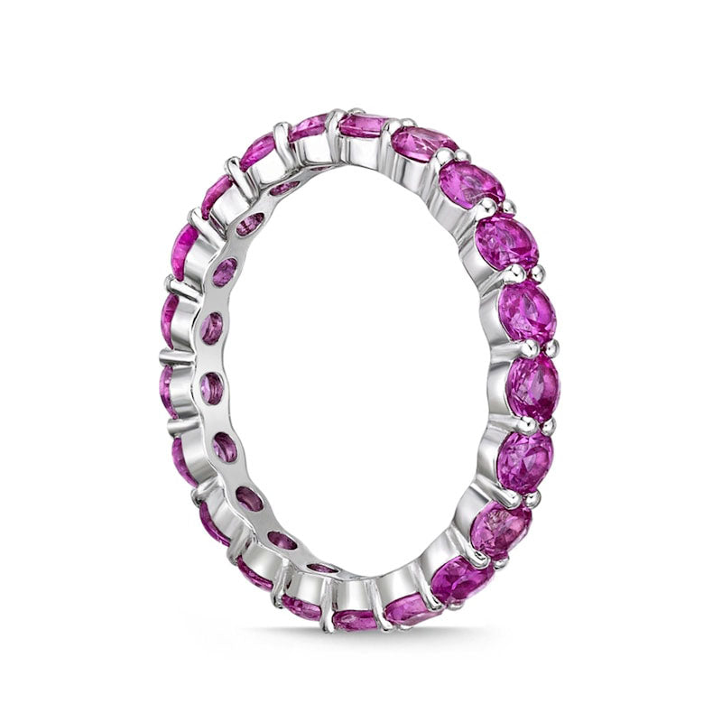 3.0mm Lab-Created Pink Sapphire Eternity Band in Sterling Silver