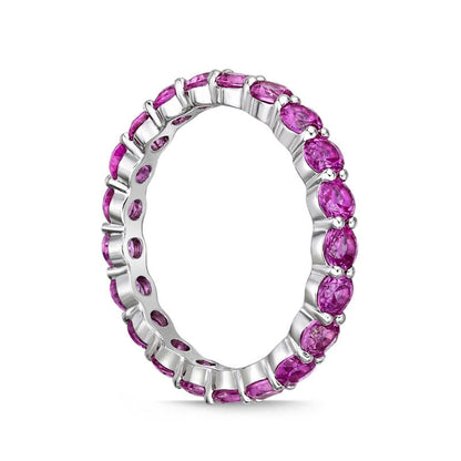 3.0mm Lab-Created Pink Sapphire Eternity Band in Sterling Silver