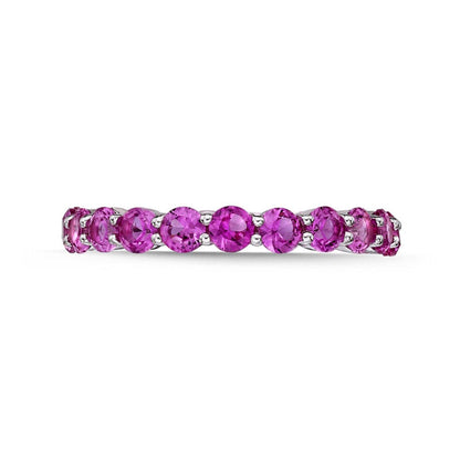 3.0mm Lab-Created Pink Sapphire Eternity Band in Sterling Silver