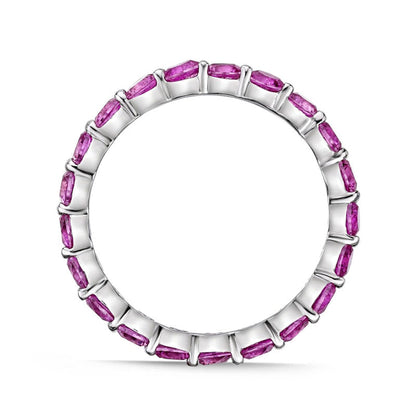 3.0mm Lab-Created Pink Sapphire Eternity Band in Sterling Silver