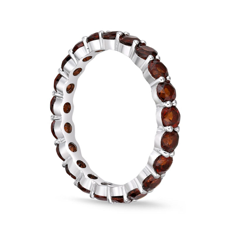 3.0mm Garnet Eternity Band in Sterling Silver