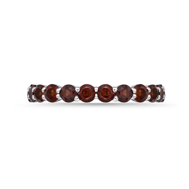 3.0mm Garnet Eternity Band in Sterling Silver
