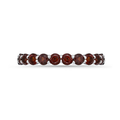 3.0mm Garnet Eternity Band in Sterling Silver