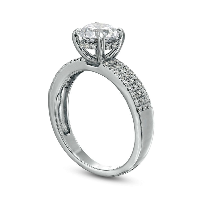 1.75 CT. T.W. Certified Natural Diamond Multi-Row Engagement Ring in Solid 14K White Gold (I/I2)