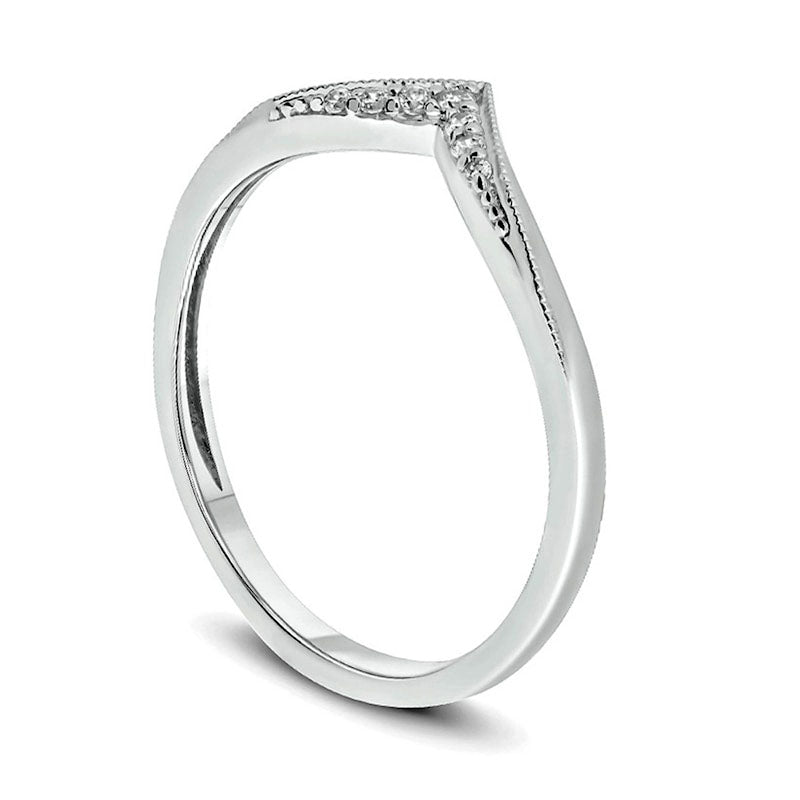 0.05 CT. T.W. Natural Diamond Antique Vintage-Style Chevron Wedding Band in Sterling Silver