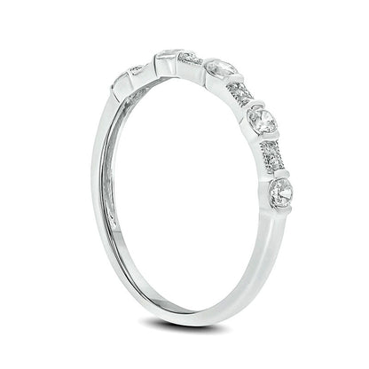 0.33 CT. T.W. Natural Diamond Antique Vintage-Style Stack Anniversary Band in Solid 10K White Gold