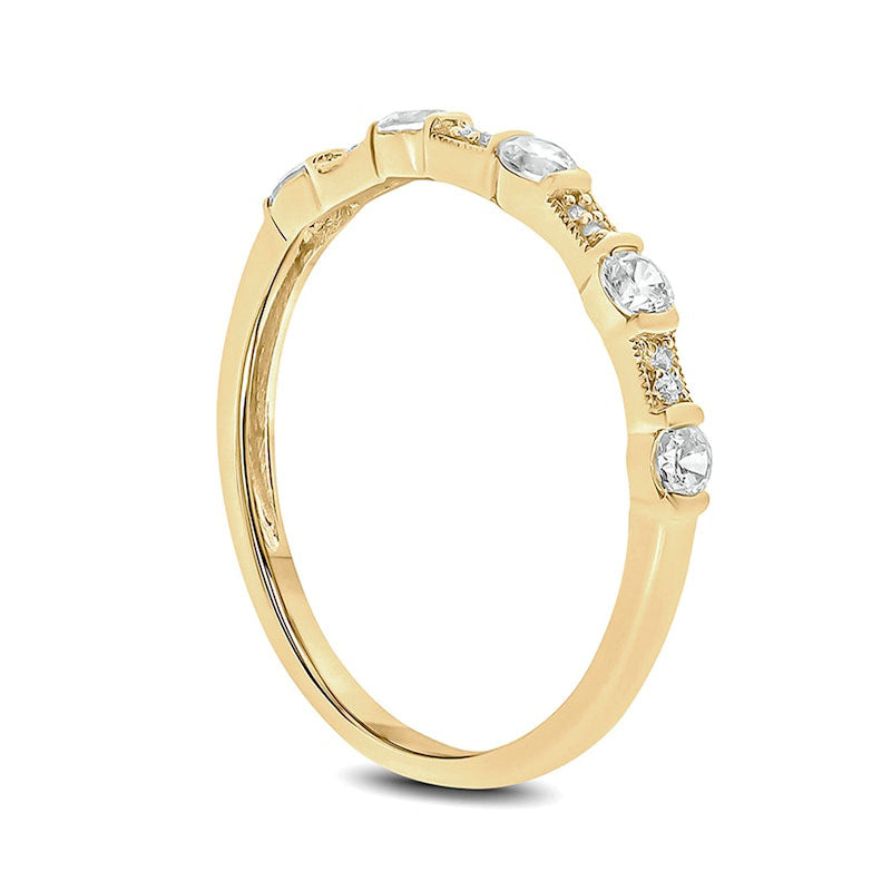 0.33 CT. T.W. Natural Diamond Antique Vintage-Style Stack Anniversary Band in Solid 10K Yellow Gold