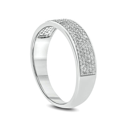 Men's 0.50 CT. T.W. Natural Diamond Multi-Row Wedding Band in Solid 14K White Gold