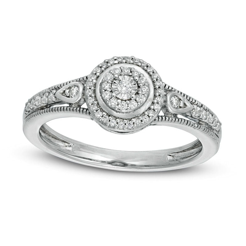 0.17 CT. T.W. Composite Natural Diamond Antique Vintage-Style Promise Ring in Sterling Silver