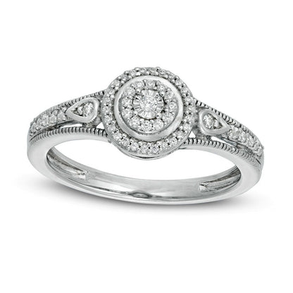 0.17 CT. T.W. Composite Natural Diamond Antique Vintage-Style Promise Ring in Sterling Silver