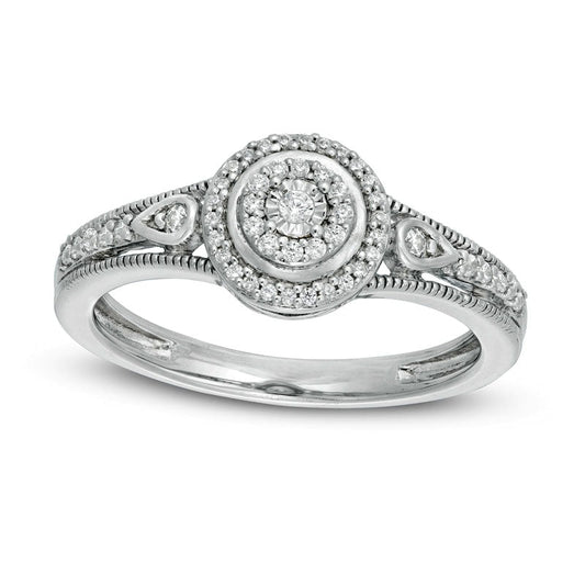 0.17 CT. T.W. Composite Natural Diamond Antique Vintage-Style Promise Ring in Sterling Silver