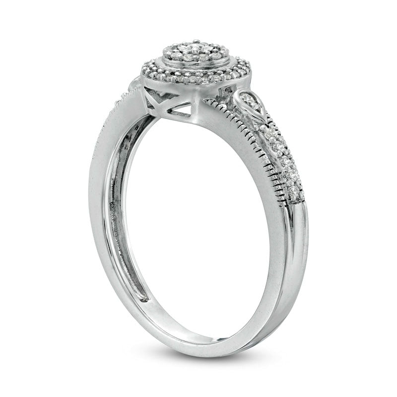 0.17 CT. T.W. Composite Natural Diamond Antique Vintage-Style Promise Ring in Sterling Silver