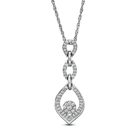 0.2 CT. T.W. Composite Natural Diamond Triple Flame Pendant in Sterling Silver