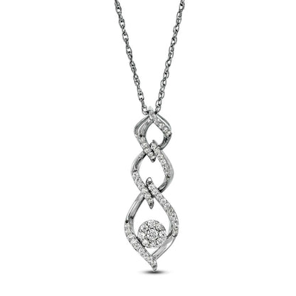 0.25 CT. T.W. Composite Natural Diamond Triple Flame Drop Pendant in 10K White Gold