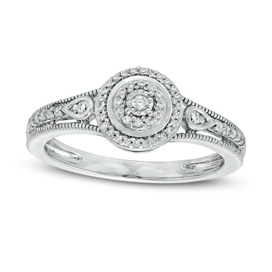 0.17 CT. T.W. Composite Natural Diamond Antique Vintage-Style Promise Ring in Solid 10K White Gold