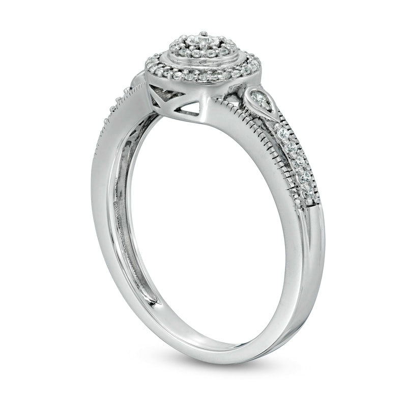 0.17 CT. T.W. Composite Natural Diamond Antique Vintage-Style Promise Ring in Solid 10K White Gold
