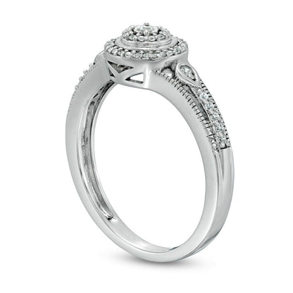 0.17 CT. T.W. Composite Natural Diamond Antique Vintage-Style Promise Ring in Solid 10K White Gold