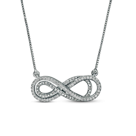 0.25 CT. T.W. Natural Diamond Sideways Layered Infinity Necklace in Sterling Silver