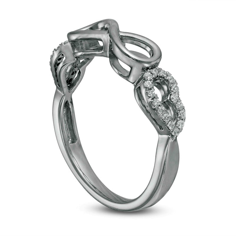 0.13 CT. T.W. Natural Diamond Sideways Infinity Angel Wings Ring in Sterling Silver