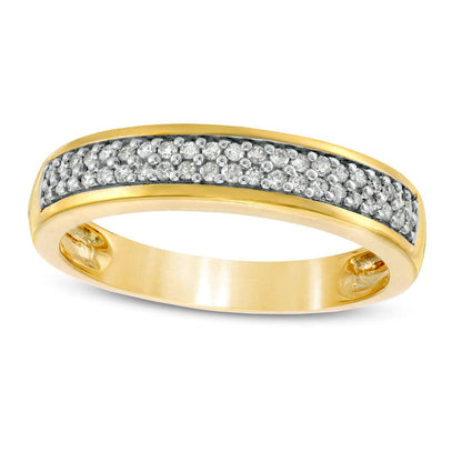 Men's 0.33 CT. T.W. Natural Diamond Double Row Wedding Band in Solid 10K Yellow Gold