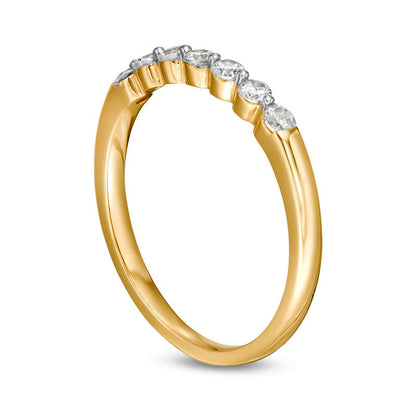 0.25 CT. T.W. Natural Diamond Seven Stone Anniversary Band in Solid 10K Yellow Gold