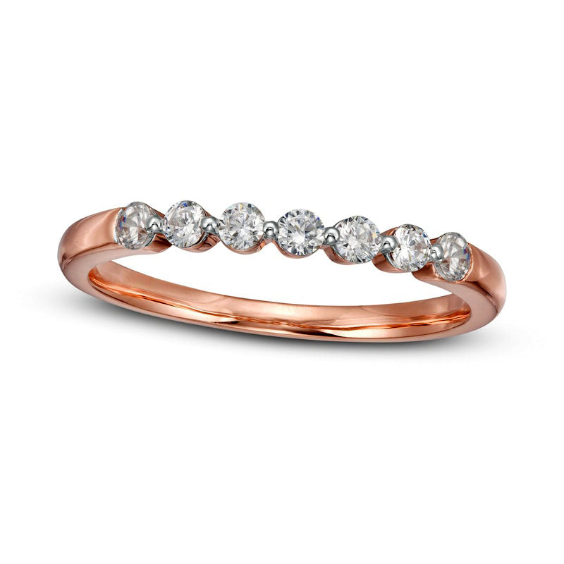 0.25 CT. T.W. Natural Diamond Seven Stone Anniversary Band in Solid 10K Rose Gold