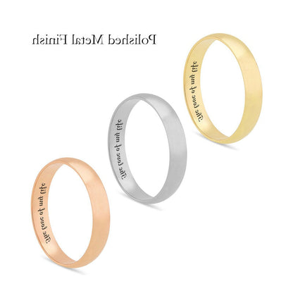 4.0mm Half-Round Engravable Wedding Band in Solid 10K White, Yellow or Rose Gold (1 Line)