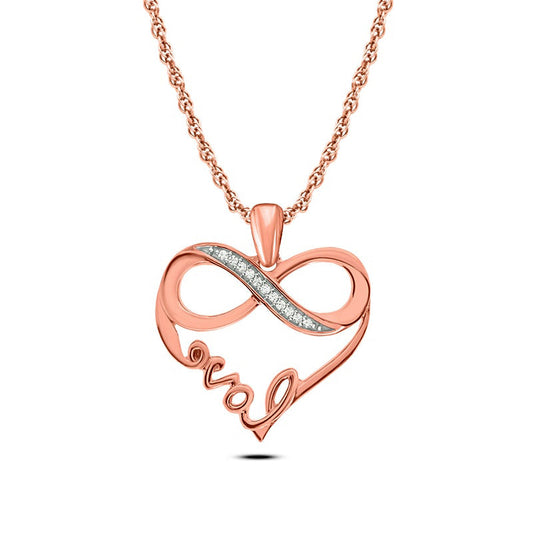 Natural Diamond Accent Infinity love" Heart Pendant in 10K Rose Gold"