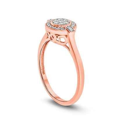 0.17 CT. T.W. Composite Natural Diamond Frame Antique Vintage-Style Promise Ring in Solid 10K Rose Gold
