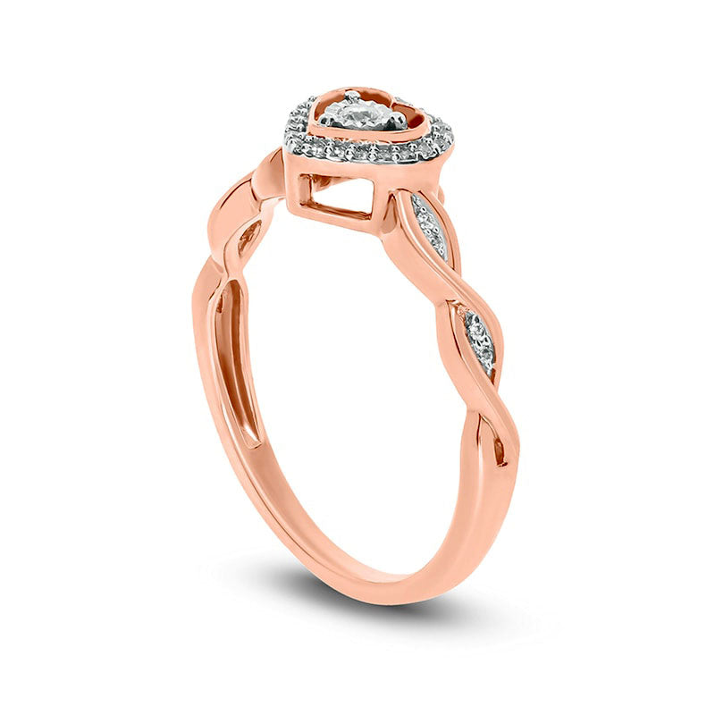 0.13 CT. T.W. Composite Natural Diamond Heart Twist Promise Ring in Solid 10K Rose Gold