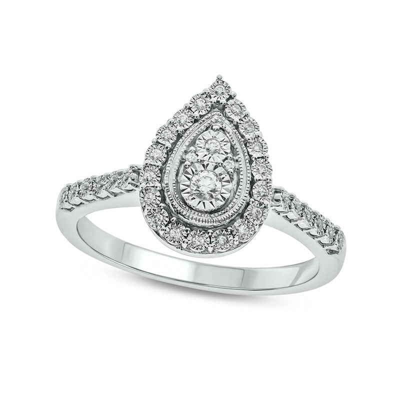 0.17 CT. T.W. Composite Natural Diamond Teardrop Frame Promise Ring in Sterling Silver