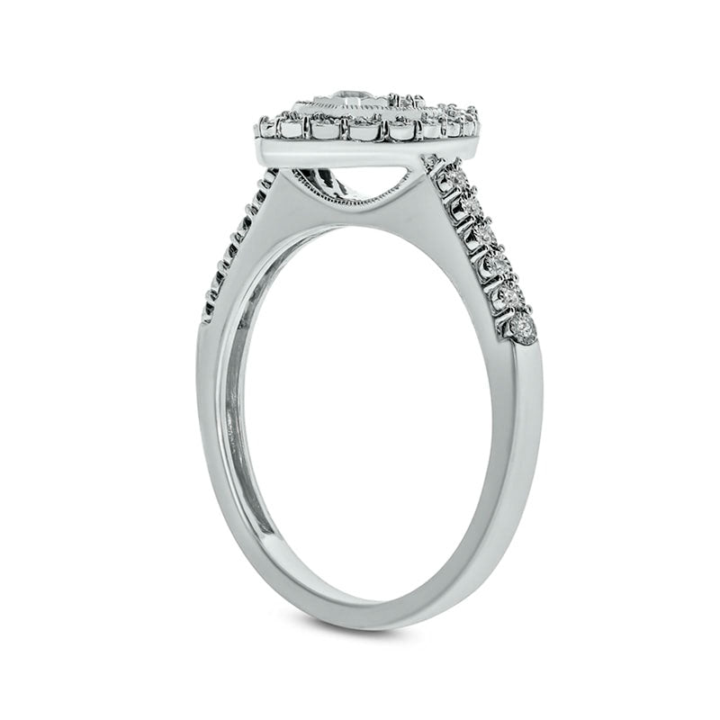 0.17 CT. T.W. Composite Natural Diamond Teardrop Frame Promise Ring in Sterling Silver