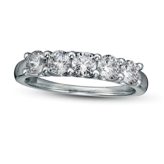 1.0 CT. T.W. Certified Lab-Created Diamond Five Stone Band in Solid 14K White Gold (F/VS2)
