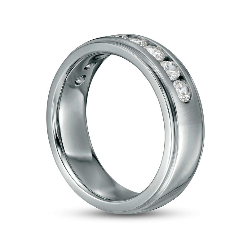 Men's 1.0 CT. T.W. Certified Lab-Created Diamond Wedding Band in Solid 14K White Gold (F/VS2) - Size 10