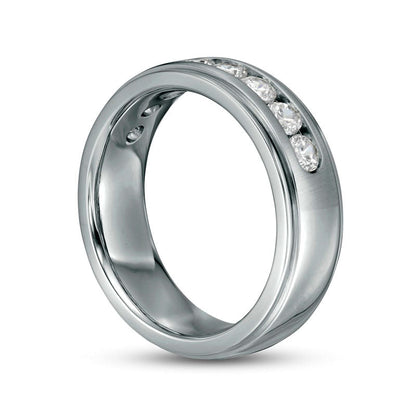 Men's 1.0 CT. T.W. Certified Lab-Created Diamond Wedding Band in Solid 14K White Gold (F/VS2) - Size 10