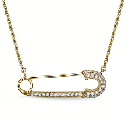 0.2 CT. T.W. Natural Diamond Safety Pin Necklace in Sterling Silver with 18K Gold Plate