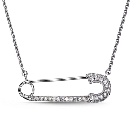 0.2 CT. T.W. Natural Diamond Safety Pin Necklace in Sterling Silver