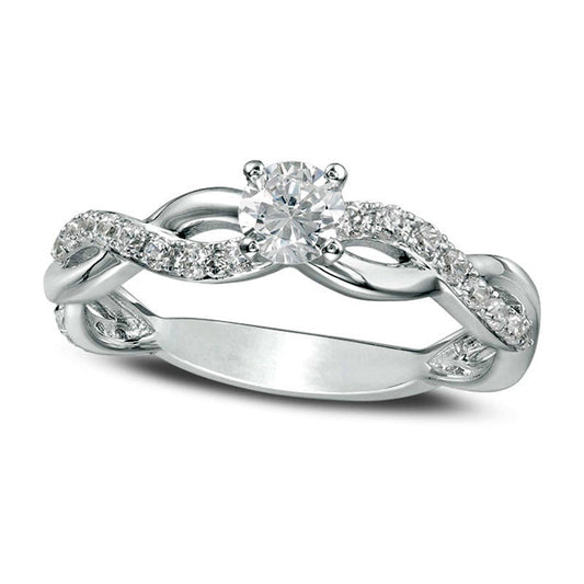1.0 CT. T.W. Natural Diamond Twist Engagement Ring in Solid 14K White Gold