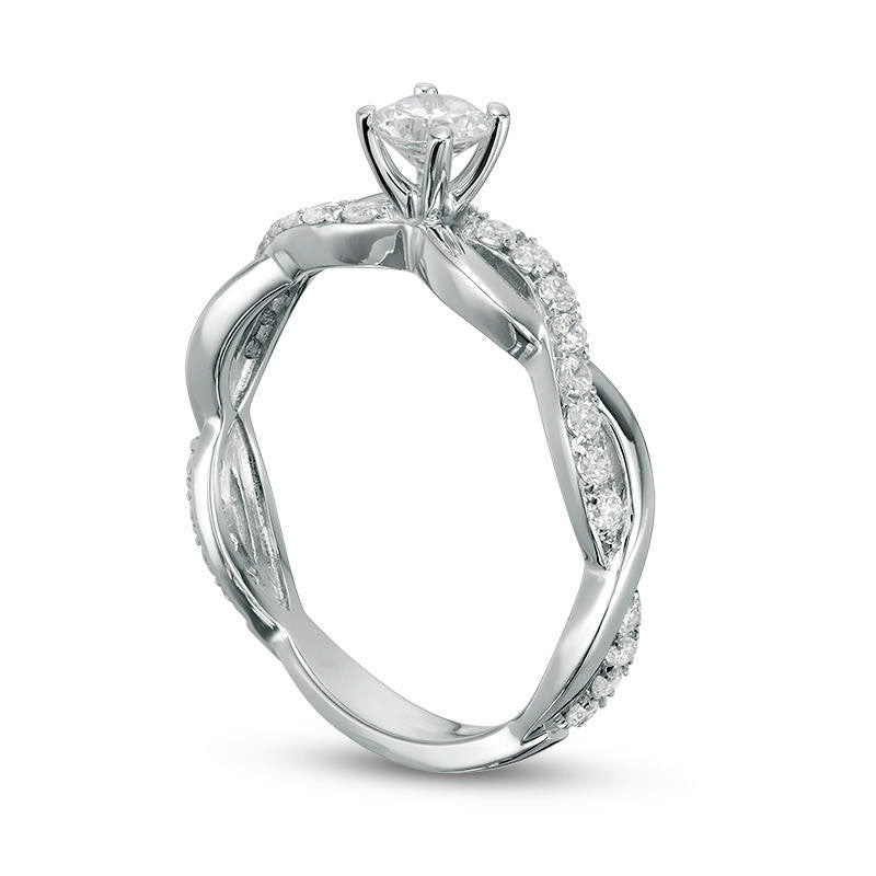 1.0 CT. T.W. Natural Diamond Twist Engagement Ring in Solid 14K White Gold