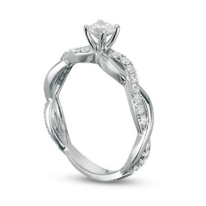1.0 CT. T.W. Natural Diamond Twist Engagement Ring in Solid 14K White Gold