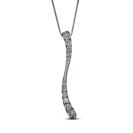 0.88 CT. T.W. Journey Natural Diamond Linear Wave Pendant in 10K White Gold