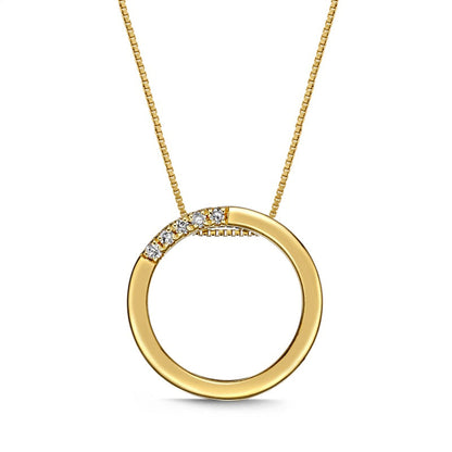 Natural Diamond Accent Circle Pendant in Sterling Silver with 18K Gold Plate