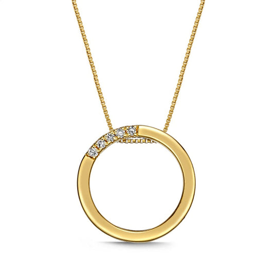 Natural Diamond Accent Circle Pendant in Sterling Silver with 18K Gold Plate