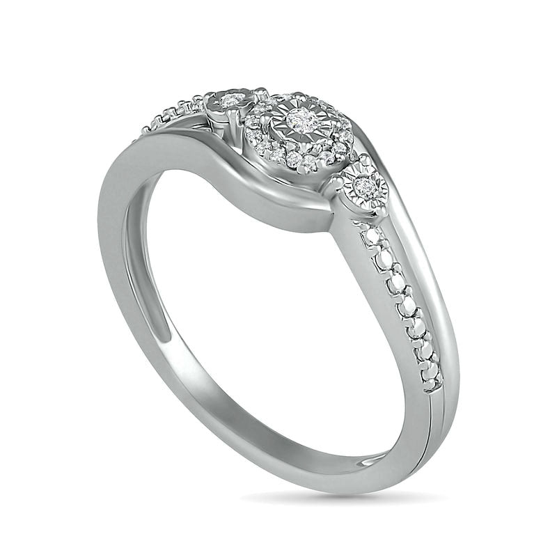 0.07 CT. T.W. Composite Natural Diamond Bypass Promise Ring in Solid 10K White Gold