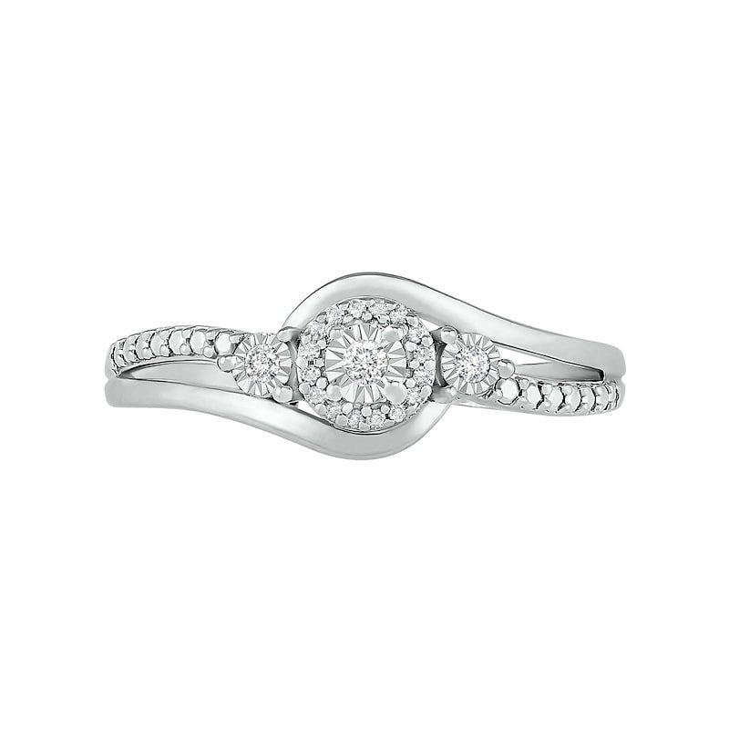 0.07 CT. T.W. Composite Natural Diamond Bypass Promise Ring in Solid 10K White Gold