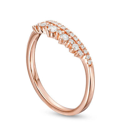 0.25 CT. T.W. Natural Diamond Crown Contour Wedding Band in Solid 14K Rose Gold