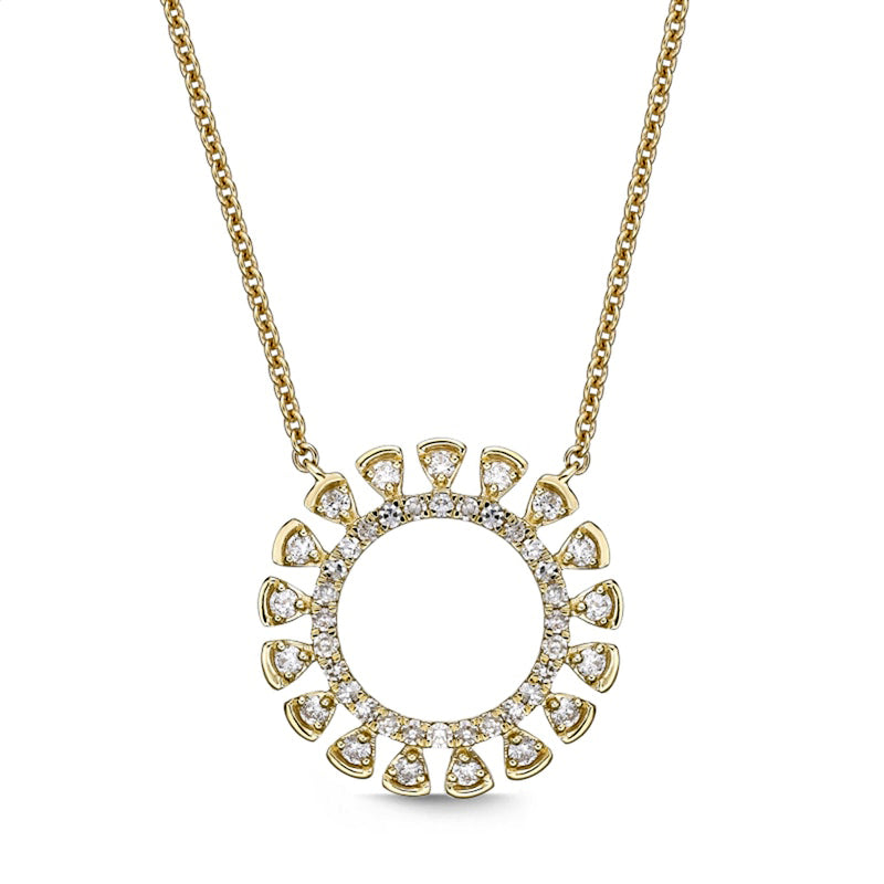 0.25 CT. T.W. Composite Natural Diamond Sun Necklace in 10K Yellow Gold