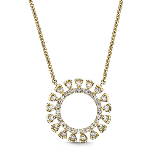 0.25 CT. T.W. Composite Natural Diamond Sun Necklace in 10K Yellow Gold