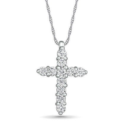 Lab-Created White Sapphire Cross Pendant in Sterling Silver